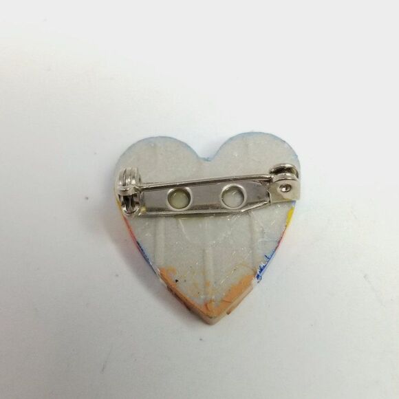 Vintage Catalina Heart Shape Tropical Palm Tree Sunset Brooch, Lapel Pin - Picture 3 of 6